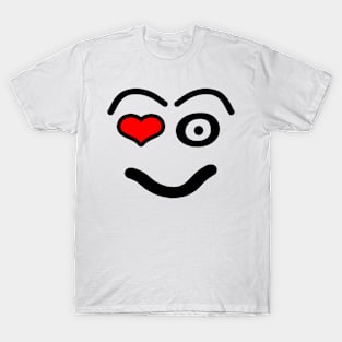 Funny love face - heart - red and black. T-Shirt